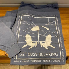 Comfort Colors Long-Sleeve Tee - "Get Busy Relaxing" Adirondack Chair Design